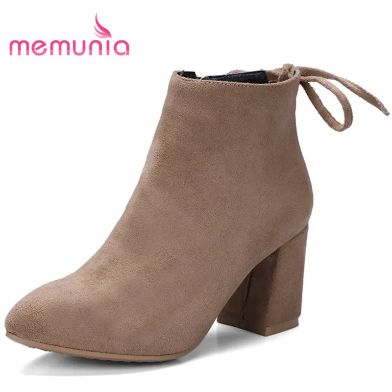 

MEMUNIA 2020 fashion new ankle boots for women elegant narrow band boots winter simple pointed toe women boots