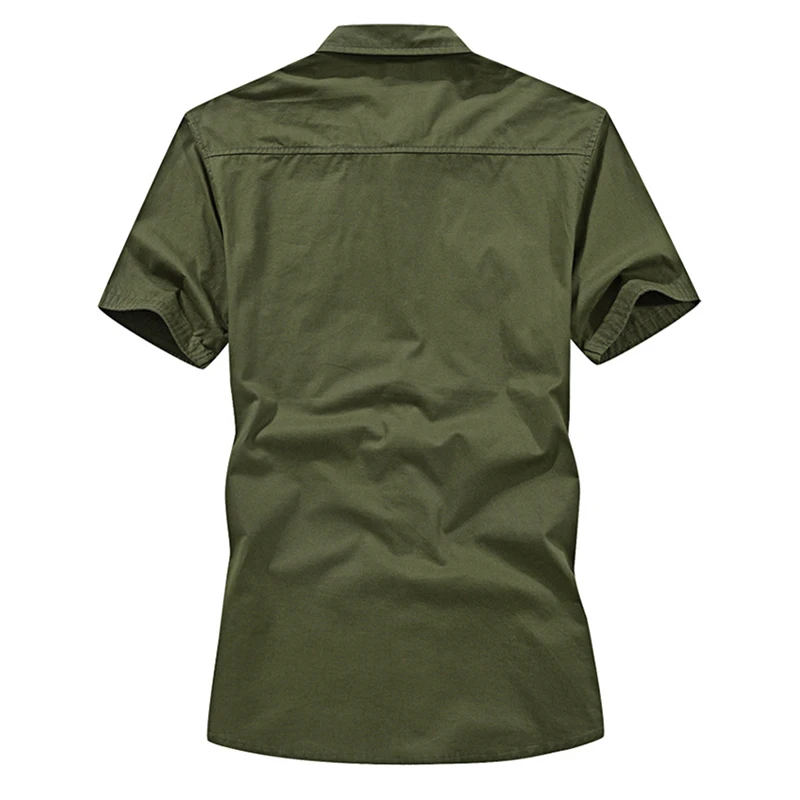 Idopy Повседневное мужские в Военном Стиле рубашки Pacthwork карман Slim Fit мужской рубашки короткий рукав хаки ВМФ рубашки защитного цвета для Для мужчин