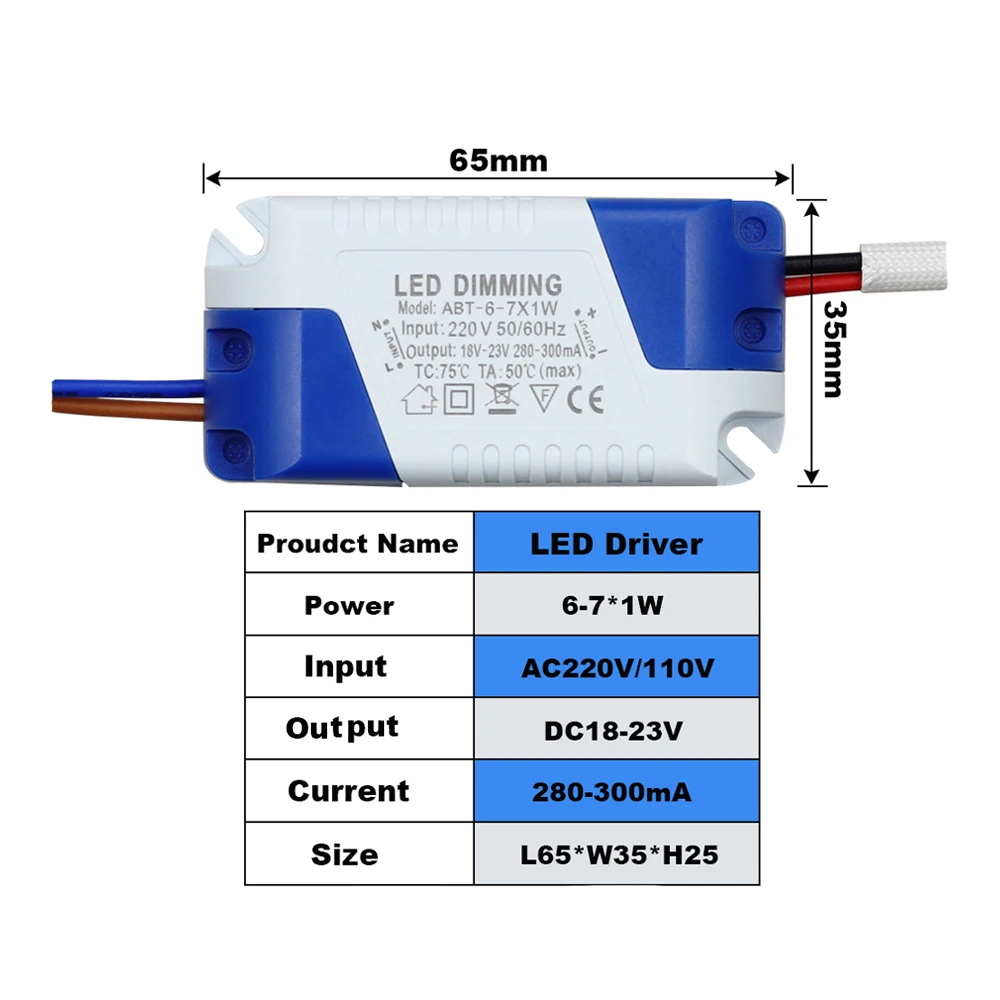 Светодиодный драйвер с регулируемой яркостью, 3-24 Вт, светильник, трансформатор, 300 мА, источник питания, AC85-265V, DC3-85V, адаптер для лампы, светильник