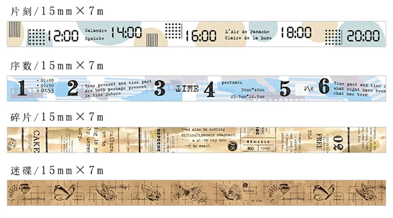 1 шт., 1,5-6 см x 5-7 м, поэтические серии времени, бумажные ленты Васи для детей, diy, дневник, Декор, маскирующая лента, канцелярские инструменты для скрапбукинга