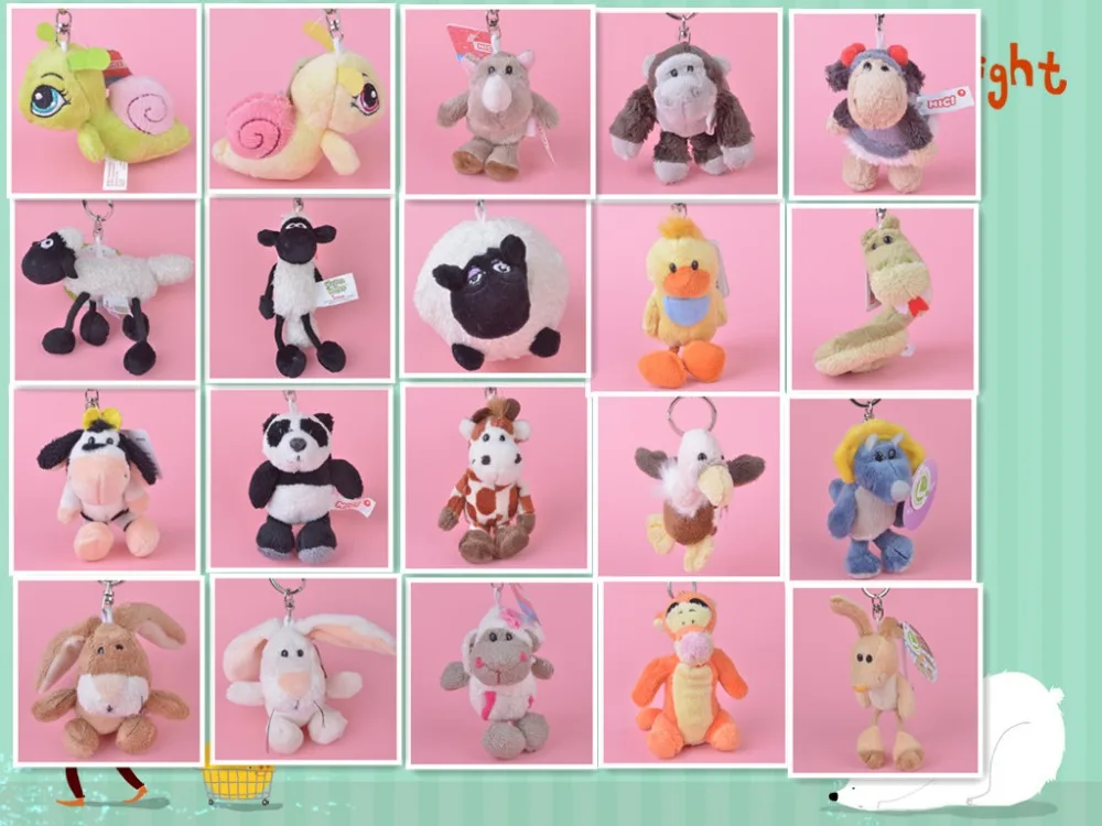 10 шт случайное распределение мультфильм животное маленький плюшевый кулон игрушка, дети кукла брелок/брелок подарок