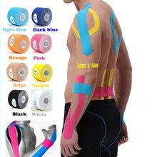 Мышечная лента 5 см х 5 м Спортивная пластырь кинезиологическая Лента Хлопок эластичная клейкая повязка для мышц уход физио напряжение травматизм поддержка