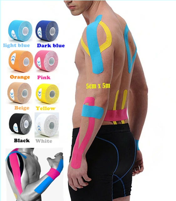 Acheter Rouleau de coton élastique ruban adhésif 2.5 cm * 5 m 5 cm * 5 m  bande musculaire de sport soins de bandage kinésiologie bande de premiers  soins soutien des blessures musculaires