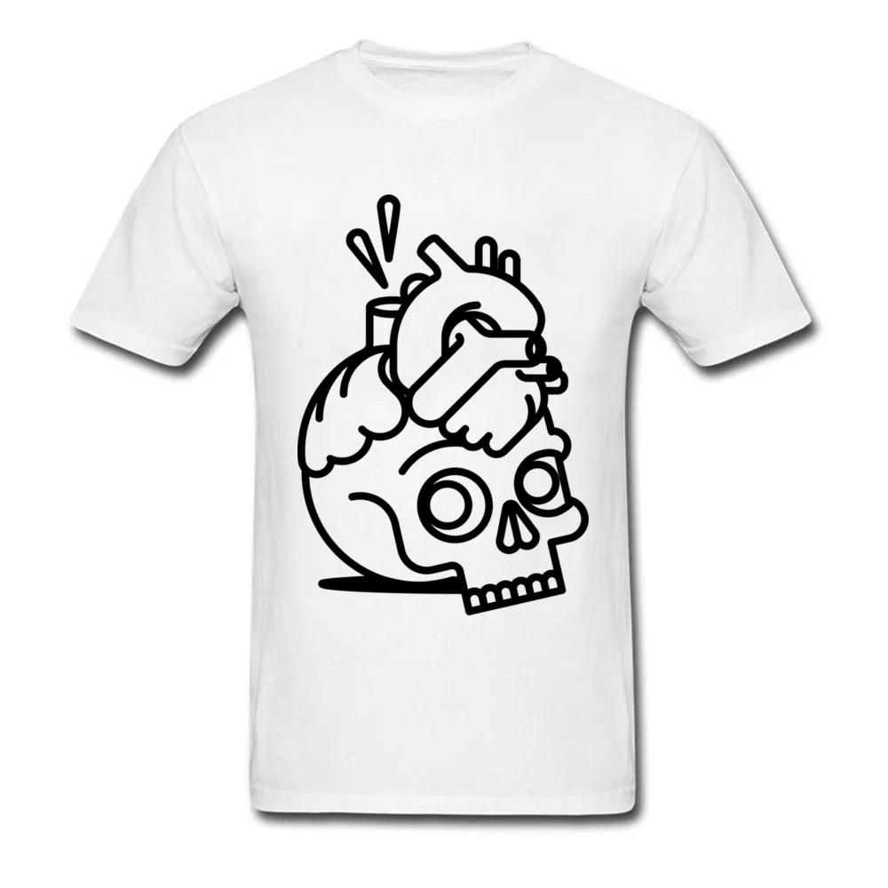Skull Heart Men On Sale Group Tops T Shirt O Neck Lovers Day All Cotton T-shirts Casual Short Sleeve Sweatshirts Skull Heart white