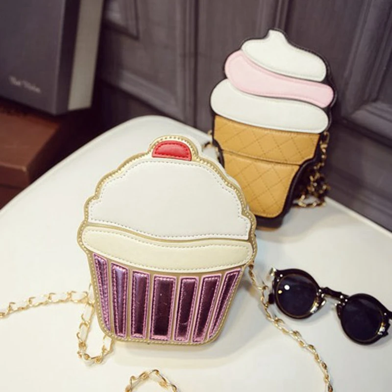womem ice cream Bag cake bag PU leather cute Messenger Bags Candy
