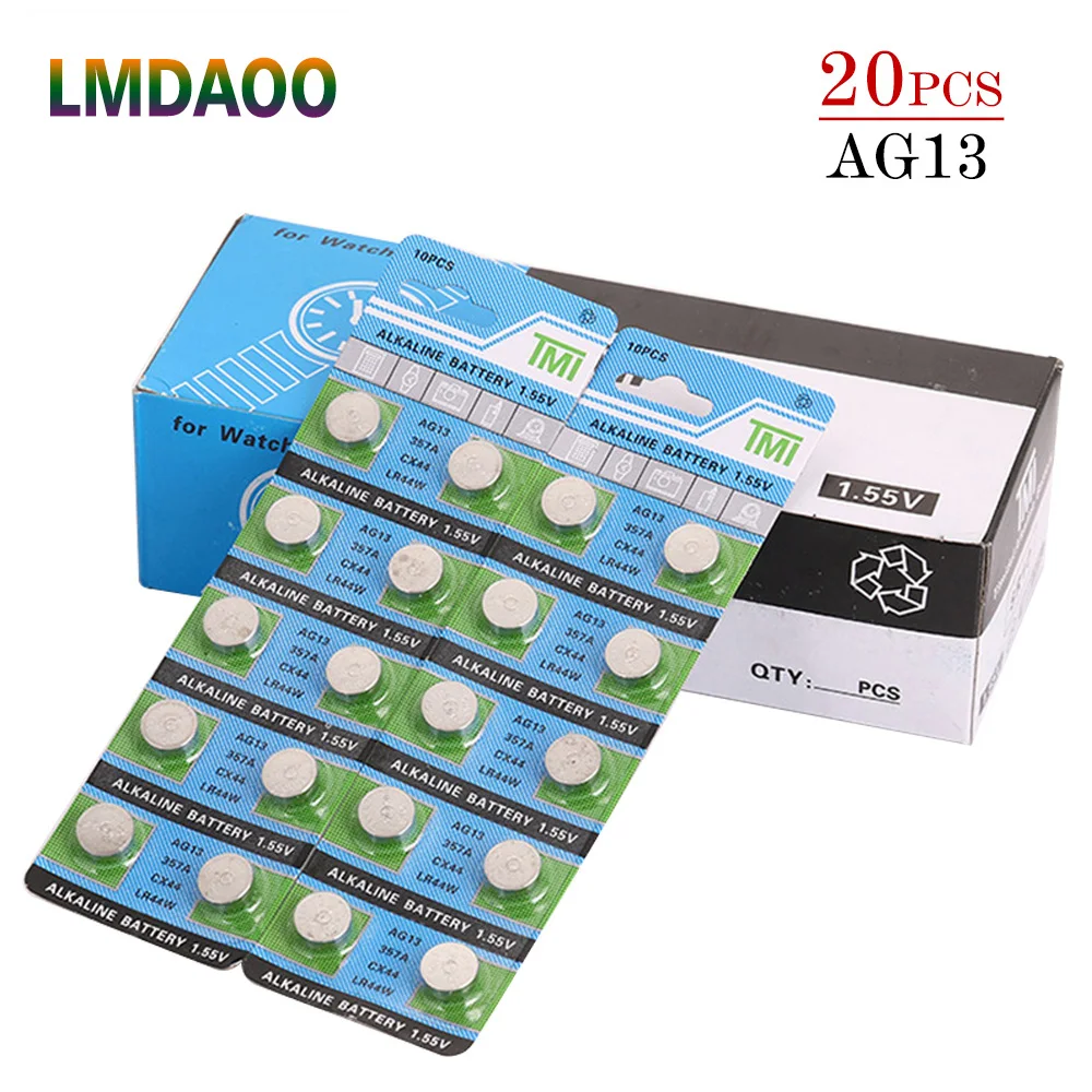 20 шт. AG13 + Самая низкая цена 1 5 VBattery LR44 L1154 RW82 RW42 SR1154 SP76 A76 357A ag13 SR44 AG 13 литиевая