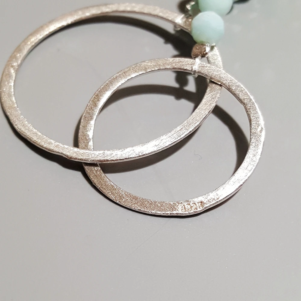 Lii Ji Larimar ожерелье из натурального камня 925 пробы Серебряное 18 К позолоченное геометрическое двойное ожерелье 45 см изысканное ювелирное изделие