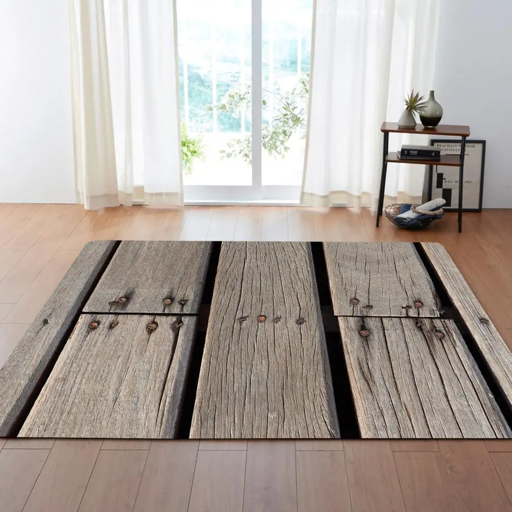 

3D Print Wood Gain Modern Carpet Hallway Doormat Kid Play Game Mat Anti-slip Large Area Rug for Living Room Bedroom Home Decor