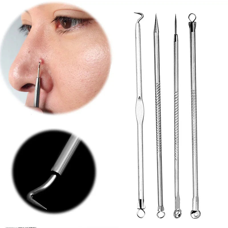 

4Pcs New Nobby Pimple Acne Remover Blemish Comedone Extractor Needles Tool Set
