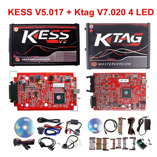 Полный набор Ktag 7,020 KESS V2 5,017 V2.47 красный светодиодный BDM Рамка ECU чип-тюнинг инструмент K-TAG V7.020 KESS V5.017 Мастер онлайн Версия ЕС - Цвет: KTAG KESS