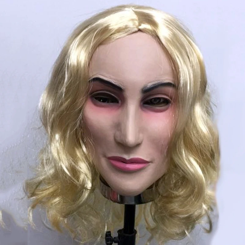 

Realistic Female mask Halloween Cosplay Costume Latex Crossdressing Female Mask for Male Transgender Dress Up