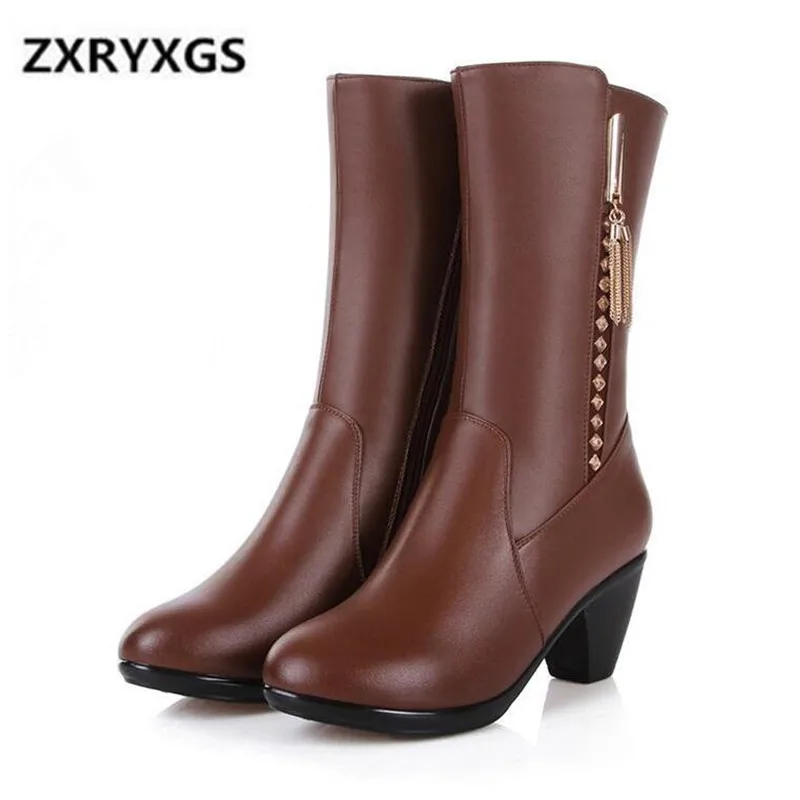 

2018 New Autumn/winter Boots Women Shoes Large Size Genuine Leather Boots Warm Fur One Wool Women Boots Non-slip Martin Boots