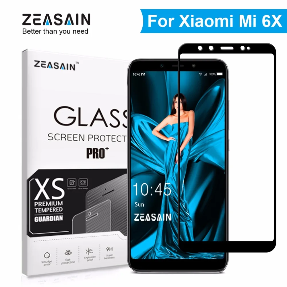 Оригинальное закаленное стекло ZEASAIN 9H для Xiaomi Mi 6X защита экрана Xiomi Mi6X 2.5D 0 3 мм HD