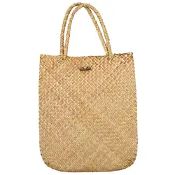 Летняя Пляжная сумка из ротанга с травяным плетением, повседневная сумка-тоут, сумочки для покупок, Женская дорожная Туристическая сумка