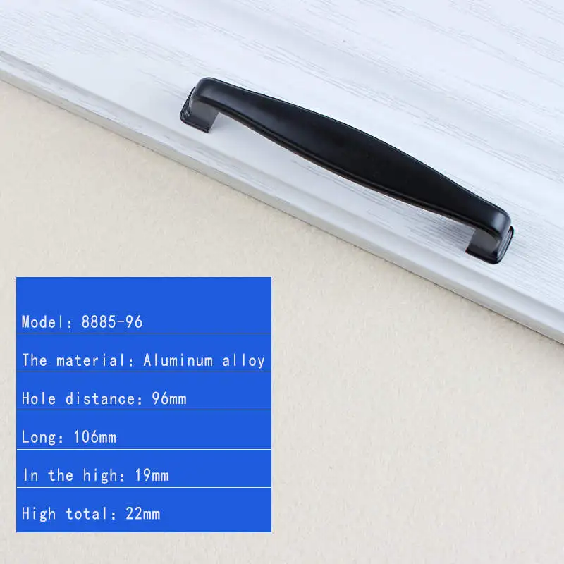 FENG YE черные ручки для шкафа из алюминиевого сплава в американском стиле, дверные ручки для выдвижных ящиков, модная ручка для мебели Ha - Цвет: 8885-96