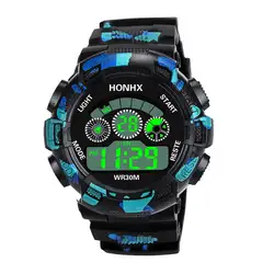 HONHX Модные мужские светодиодный цифровые часы будильник Дата резиновые водонепроницаемые армейские спортивные наручные часы для