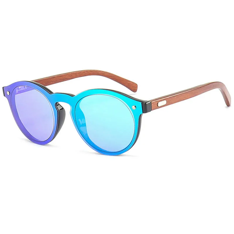 Handmade wood sunglasses women fashion summer style mirror sun glasses wooden oculos de sol feminino - Цвет линз: Зеленый