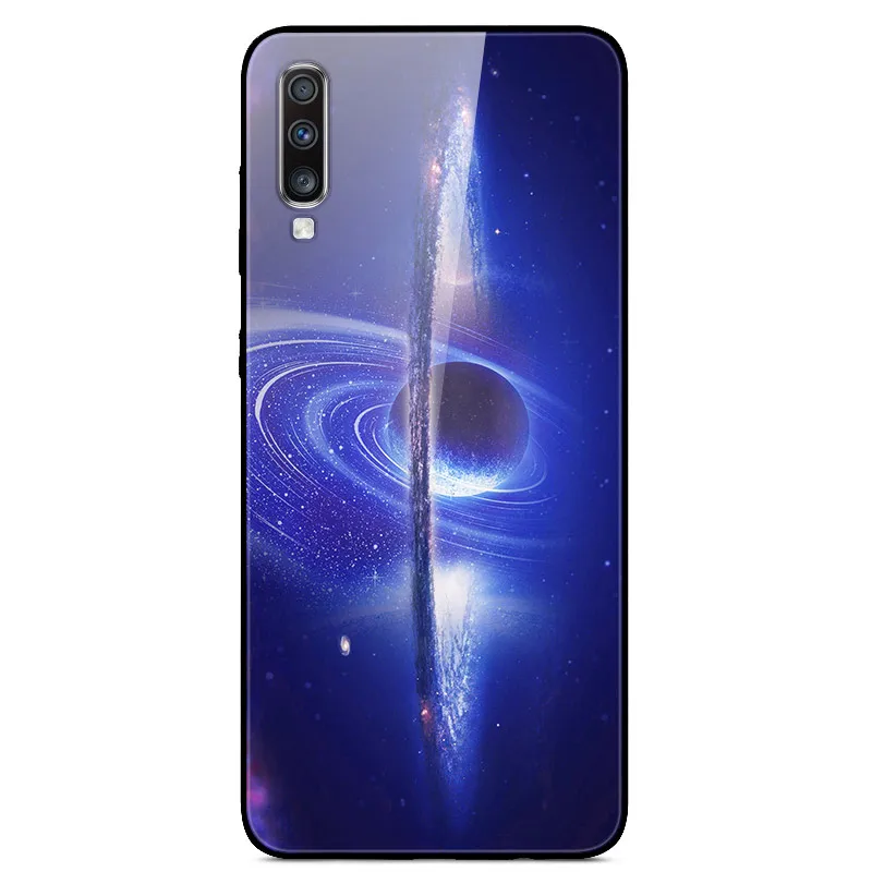 Роскошный стеклянный чехол для samsung Galaxy A70, чехол A 70, чехол на заднюю панель для samsung A70, чехол A705F 6,", ТПУ Рамка, бампер - Цвет: as photo 45