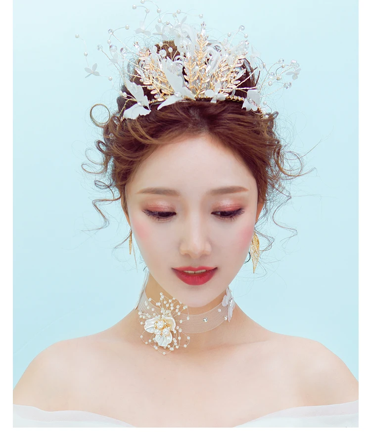 

2018 Fashion Delicate Crown Earring Set Round circle rhinestones Tiaras bride married hair bands wedding accessory 10Styles