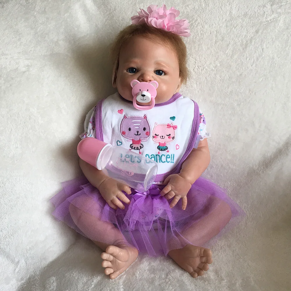 Bebes Кукла реборн 55 см мягкие силиконовые куклы для новорожденных и малышей com