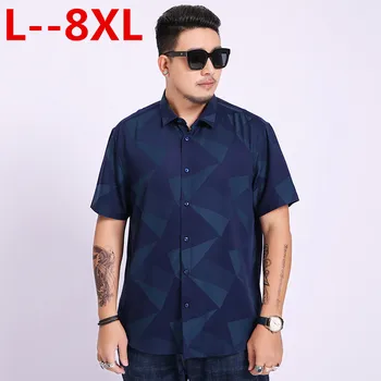 

8XL 6XL Plaid Shirt 2019 New Summer Flannel Red Checkered Shirt Men Shirts Short Sleeve Chemise Homme Cotton Male Check Shirts