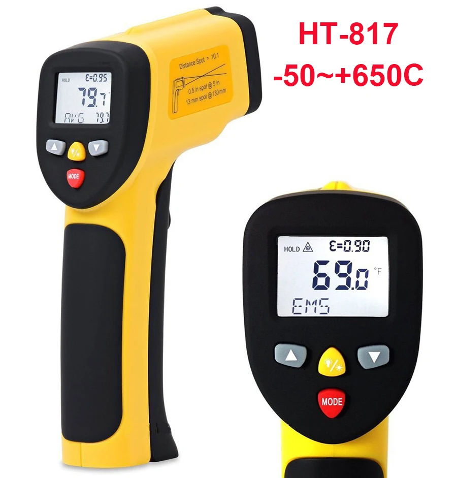 

XINTEST handheld digital industrial infrared thermometer infrared IR thermometer laser Temperature gun Tester -50~+650C HT-817