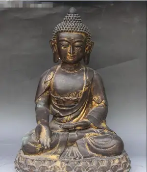 

20"Rare Old Chinese Ancient Purple Bronze Seat Sakyamuni Tathagata Buddha Statue