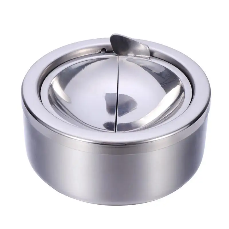 

LUOEM Round Windproof Cigarette Ashtray Stainless Steel Tabletop Ashtray Desktop Smoking Ash Tray for Smokers