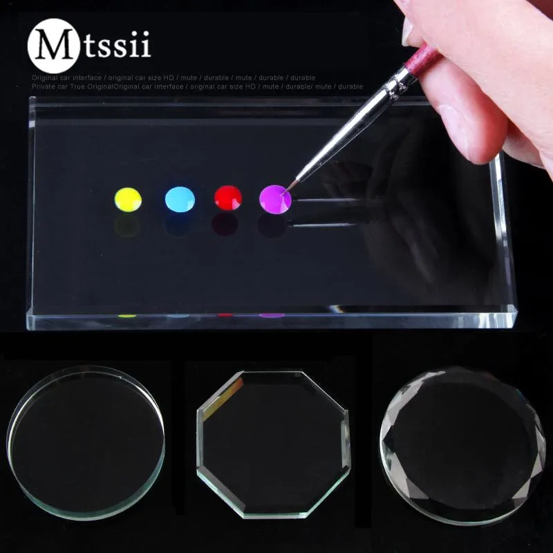 

Mtssii Nail Art Palettes Acrylic Transparent Round Rectangle Nail Polish Mixing Board UV Gel Polish Color Mixed Plate
