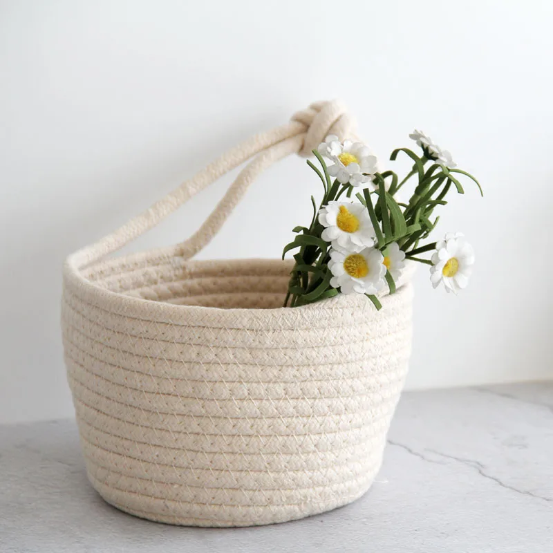 

Nordic Style Cotton Storage Basket Home Supplies Snacks Debris Cosmetics Storage Basket Organizers