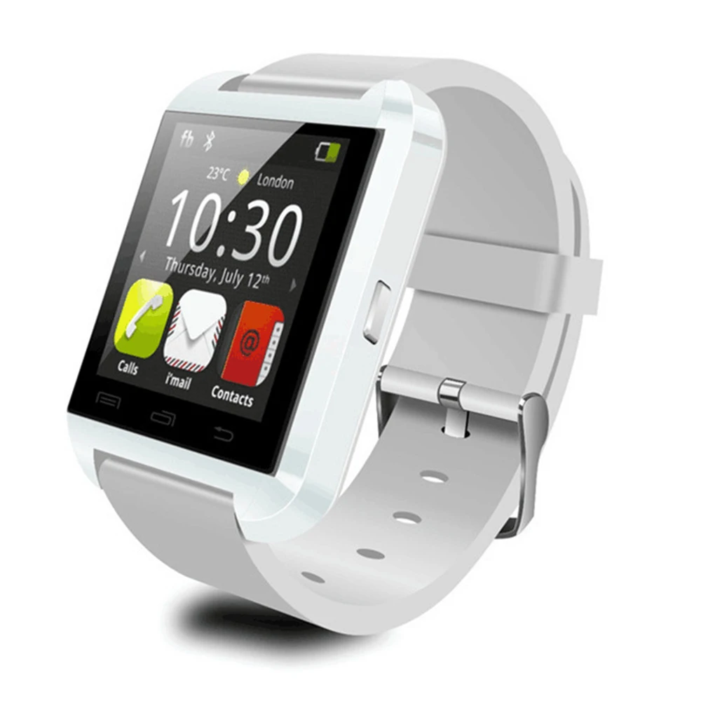 Смарт-часы с Bluetooth 3,0, Смарт-часы U8, Синхронизация SMS, музыка, фото, чат, шагомер, будильник для IPhone, IOS, Android, смартфон, Новинка - Цвет: Белый