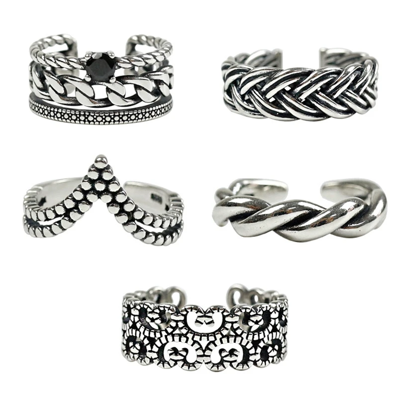 925 Стерлинговое Серебро, циркониевые плетеные кольца, серебряные винтажные кольца для женщин, Винтажные Ювелирные изделия для шармов