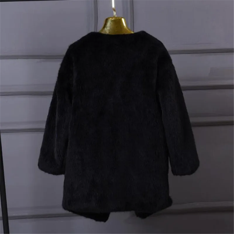 Winter Women Faux Fur Sweet Coats White Warm Womens Fake Fur Jacket Fashion Hight Quality Faux Mink Fur Coat Jacket Black A3874