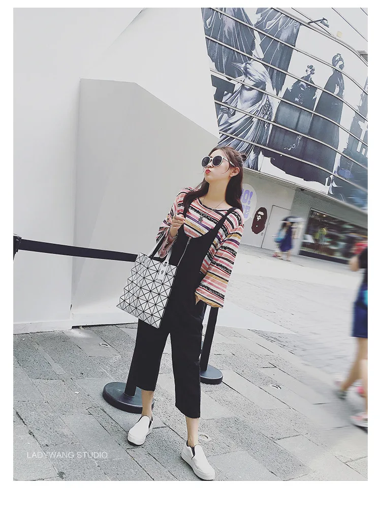 ZYJ Deformable Women Laser Geometry Quilted Plaid Pearlescent Handbag Shoulder Bags Casual Sequins Lattice Foldable Tote Bag (3)