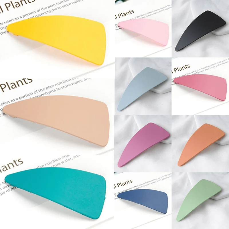 Fashion Korean Candy Color Geometrical Hair Clips Women Dull Polish Allergy Free Girls Triangle BB Hair Clip 1PC