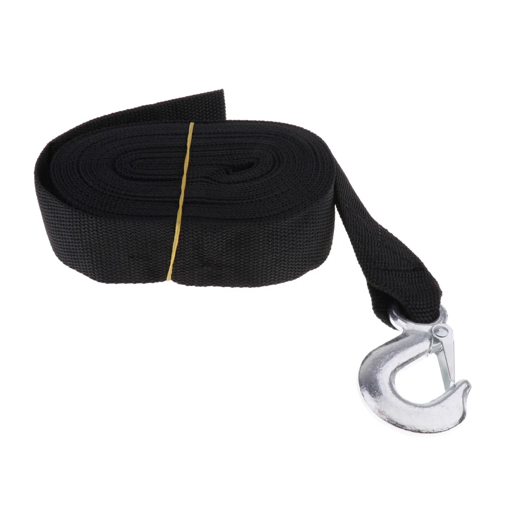 Black Nylon Strap Winch Trailer Replacement Straps With Heavy Duty Hook For Boats 7.5 m Length & 50 mm Width