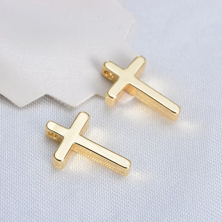 

(31733)20PCS 13*8MM 24K Champagne Gold Color Plated Brass Small Cross Charms Pendants Diy Jewelry Findings Accessories wholesale