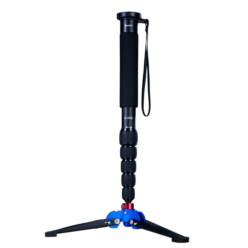  Manbily A-555 Portable Aluminum DSLR Unipod Monopod Walking Stick Flip Lock w Tripod Stand Statief 