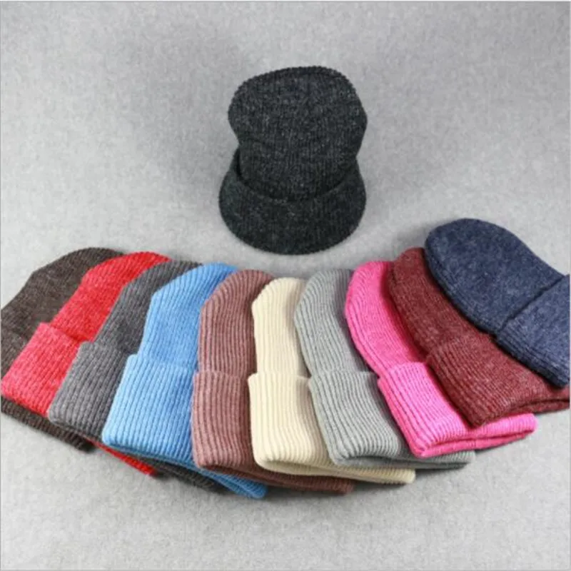 

Women's knitted hat solid color wild models rabbit knitted hat autumn and winter warm hat