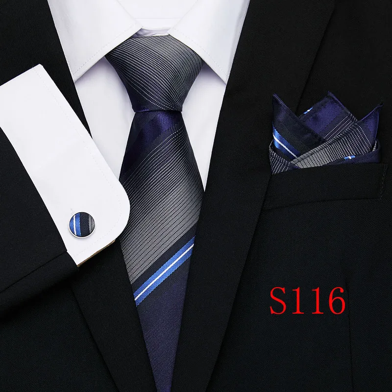 Удлиненные 145 см* 8 см галстуки Пейсли желтый розовый красный синий Hanky запонки набор мужской шелковый галстук 8,5 см Свадебный галстук жениха Cravata - Цвет: S116