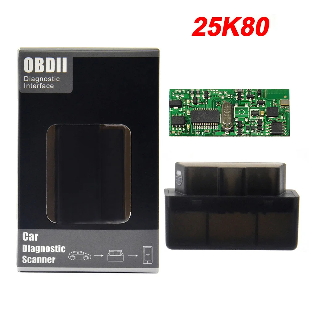 Мини OBD2 Eml327 V1.5 25k80 Bluetooth адаптер автомобильный диагностический сканер для Android/PC Автомобильный сканер elm327 Real V1.5 - Цвет: black with PIC18F25K