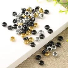10 шт. 6 мм отверстие Пластиковые Круглые бусины для волос для косичек DIY дредлок бусины украшения для волос для косичек Золото Серебро Черный 3 цвета