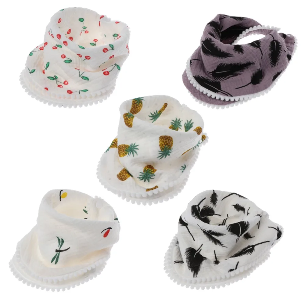 

Fashion Baby Burp Cloths Cotton Gauze Muslin Cherry Feather Baby Bibs Bandanas Soft Newborns Towel Scarf