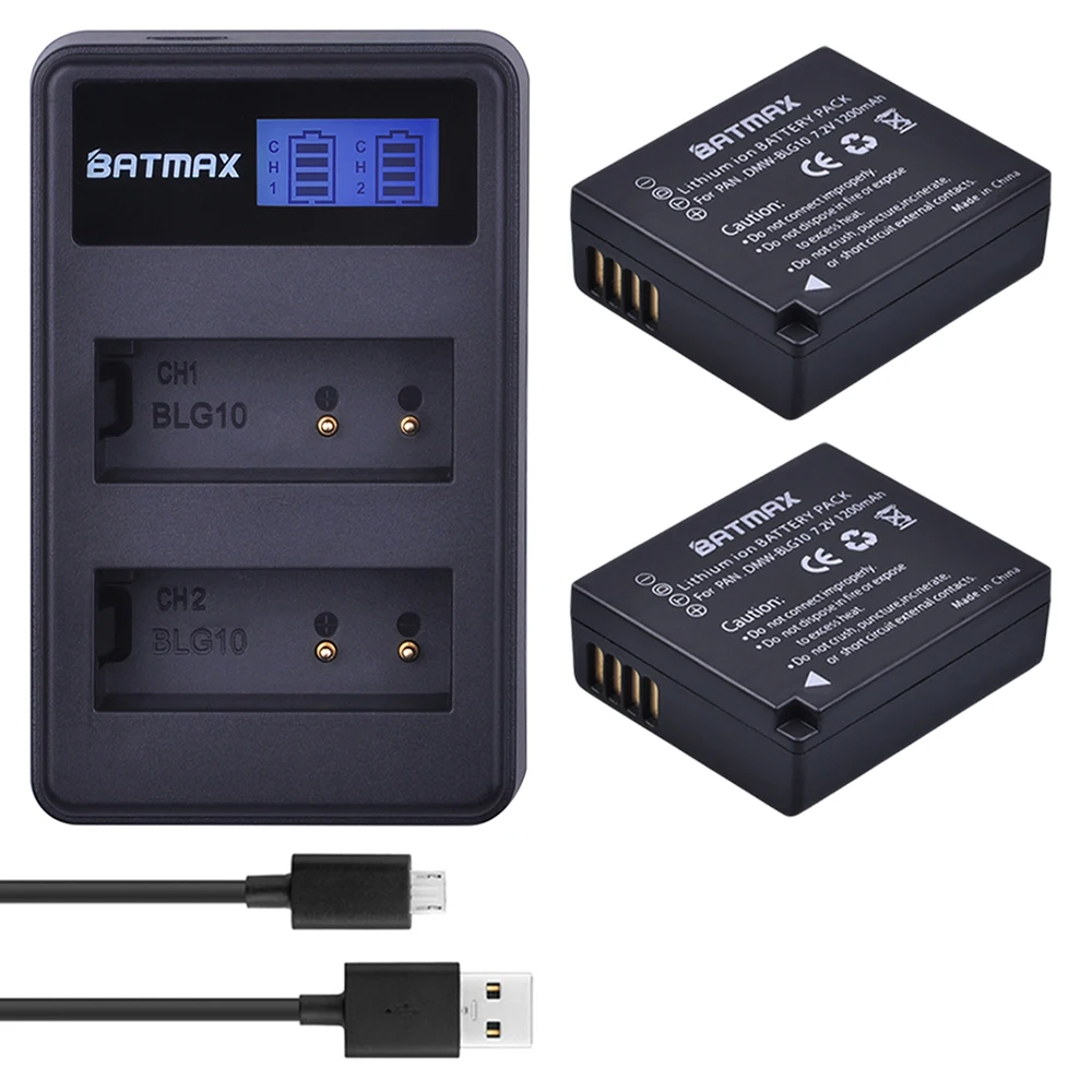 Batmax 2 шт. DMW-BLG10 ДМВ BLE9 DMWBLG10 Батарея+ ЖК-дисплей USB Dual Зарядное устройство для цифрового фотоаппарата Panasonic BLG10E BLG10GK BLG10 DMC-GF6 DMC-GX7 GF6 GX7