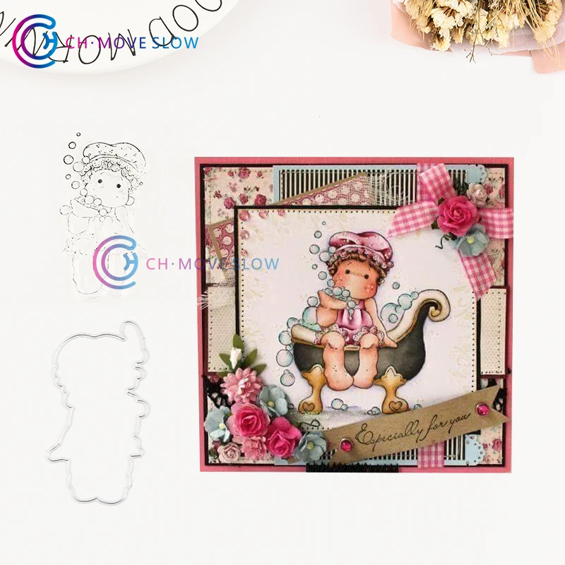 Металлические штампы и CH Bubble Girl трафарет для открыток бумажные изделия ручной