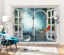 3D font b Curtains b font birds printing For Bedding room Living room Blackout Cotinas Fantasy