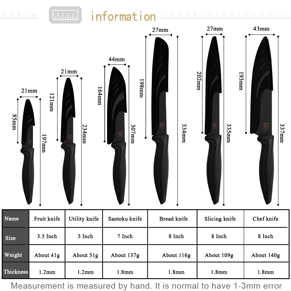 XYj набор кухонных ножей из 6 предметов, японский нож Santoku, нож, нож для повара, ножи для резки овощей, режущие инструменты