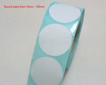 

10mm - 100mm diameter round blank white thermal paper label barcode sticker