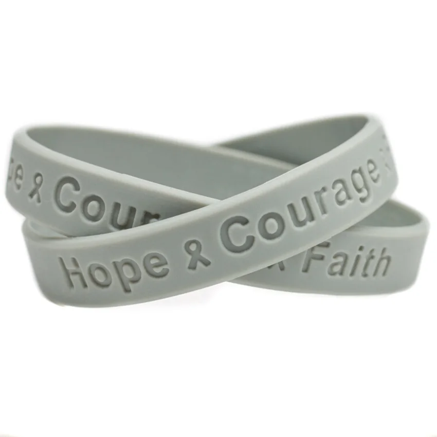 

OneBandaHouse 1PC Hope Courage and Faith Cancer Awareness Silicone Wristband Motivational Bracelet
