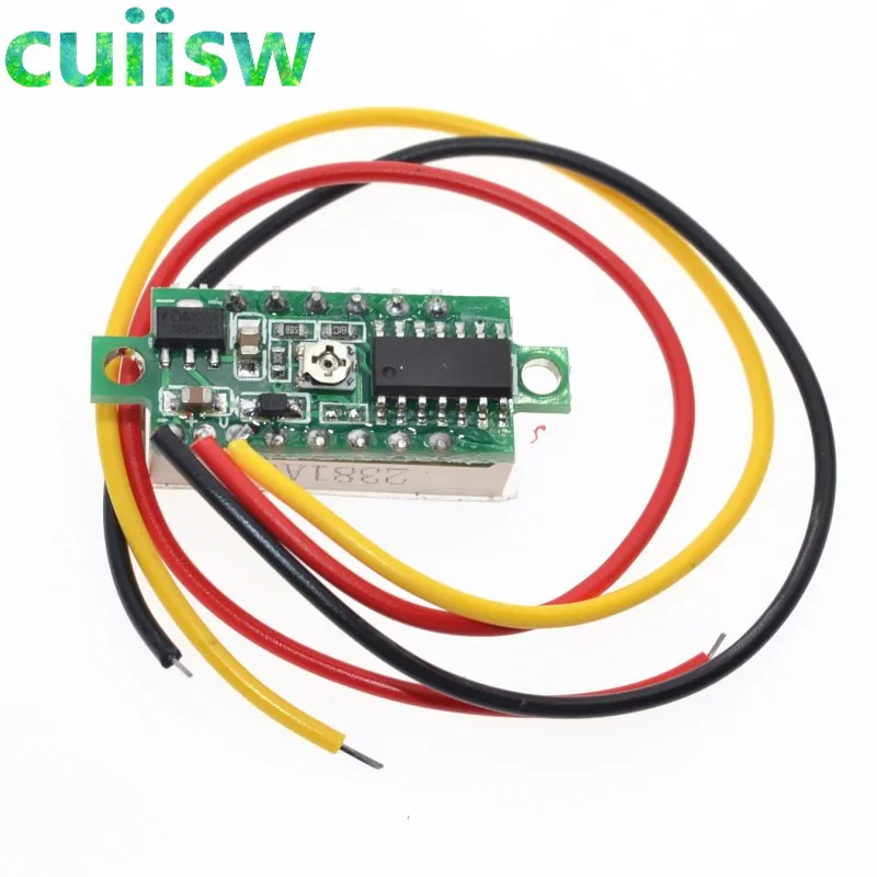 10 шт. мини 0,28 дюймов 0,2" 3 провода цифровой вольтметр синий красный зеленый желтый светодиодный дисплей DC 0-100 в измеритель напряжения